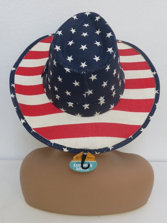 American Flag USA Cowboy Hat Red White Blue Straw Unisex Cowboy Western main image 4